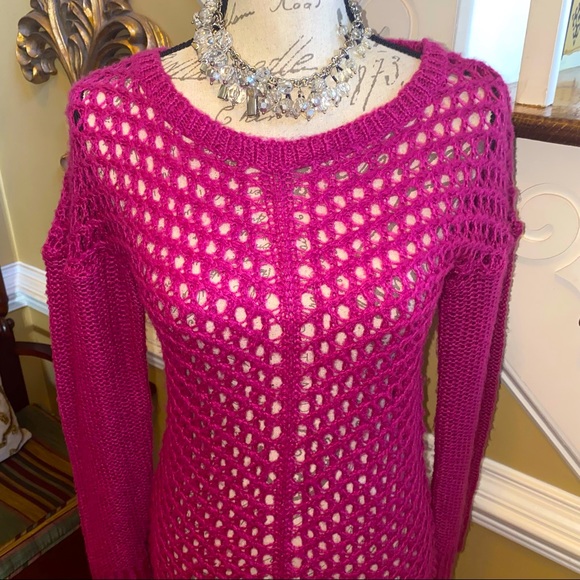 Rue 21 pink crochet tunic sweater - Picture 2 of 5